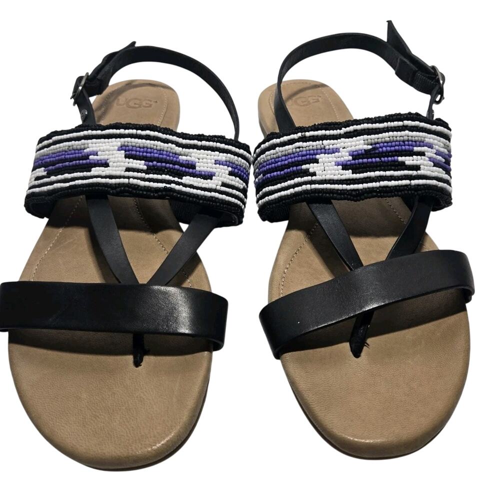 Ugg Australia Verona Serape Black Beaded Sandal Women's Shoes 7.5